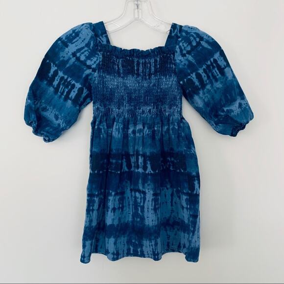 Zara girls blue smocked tie dye button front dress size 13/14 NWT - Picture 4 of 7